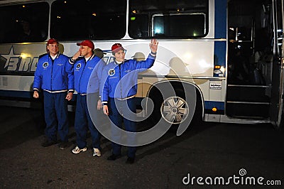 ISS Crew Before Departure Editorial Stock Photo