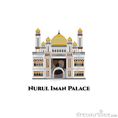 The Istana Nurul Iman. Brunei country design template. The architectural design is very magnificent beautiful. One of the largest Cartoon Illustration