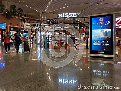 Istanbul airport by night Editorial Stock Photo