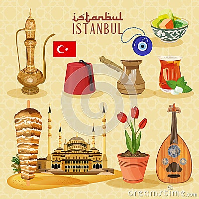 Istanbul arabic Set. Vector Illustration