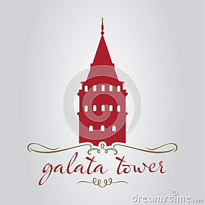 istanbul galata tower logo, icon and symbol vector illustration Cartoon Illustration