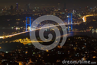 Istanbul Bosphorus Bridge from Camlica Hill Stock Photo