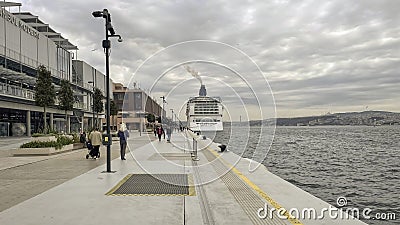 Istanbul and Bosphorus view from Galataport port. Editorial Stock Photo