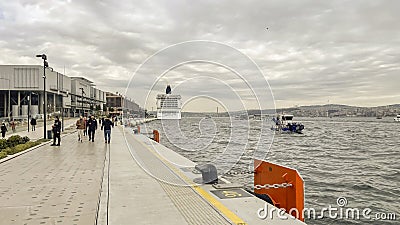 Istanbul and Bosphorus view from Galataport port. Editorial Stock Photo