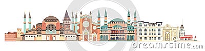 Istanbul City colorful skyline vector Vector Illustration