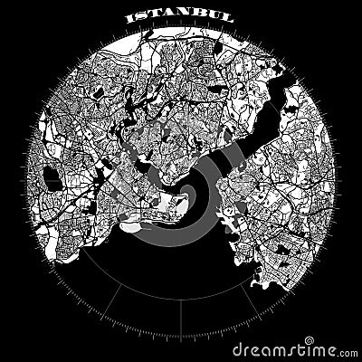 Istanbul Compass Design Map Artprint Vector Illustration