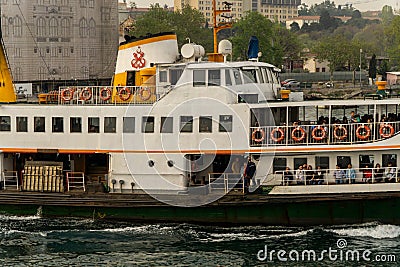 Istanbul and the ferry. famous ferries of istanbul known as vapur. public transportation over sea. Editorial Stock Photo