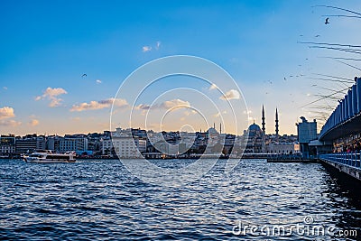 Istanbul Galata Bridge, Bosphorus and city view Editorial Stock Photo