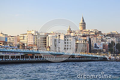 Istanbul Galata bridge and -tower Editorial Stock Photo