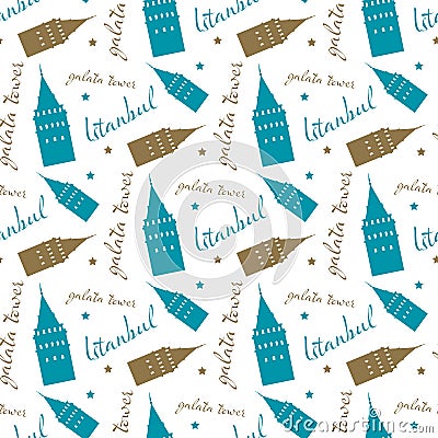 seamless istanbul galata tower pattern and background vector illustration Vector Illustration