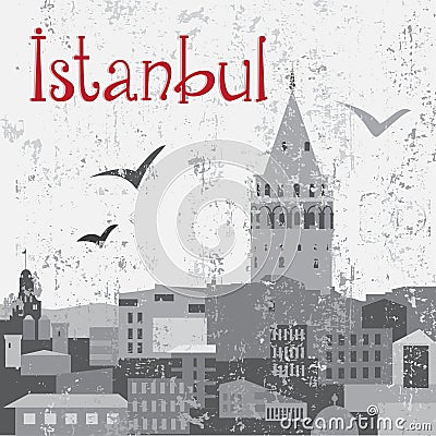 Istanbul Galata Tower Vector Illustration