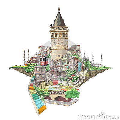 Istanbul galata tower view Stock Photo