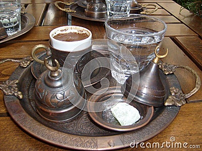 Istanbul grand bazaar also enjoy coffee, authentic cup in the service was great Stock Photo