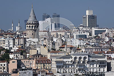 Istanbul landscape view of the galata tower Stock Photo