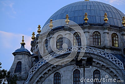 Istanbul Nusretiye Cami. The style of the mosque is Baroque. It is made of stone and marble. Stock Photo