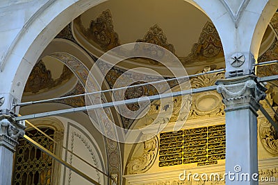 Istanbul Nusretiye Cami. The style of the mosque is Baroque. It is made of stone and marble. Stock Photo