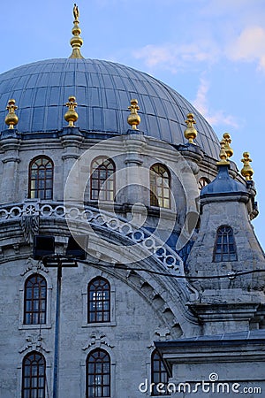 Istanbul Nusretiye Cami. The style of the mosque is Baroque. It is made of stone and marble. Stock Photo