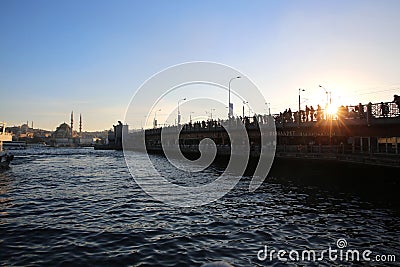 Galata Bridge in Istanbul Editorial Stock Photo