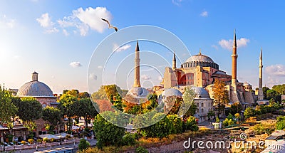 Istanbul panorama, view on the Hagia Sophia museum complex Editorial Stock Photo