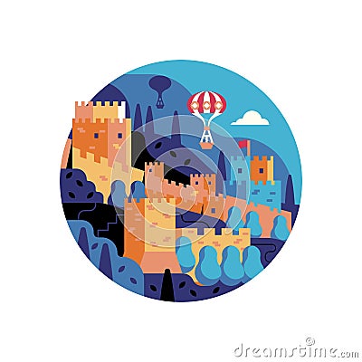 Istanbul Rumelian Castle aka Rumeli Hisari Icon Vector Illustration