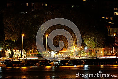 Istanbul Sariyer Beach Night View - Long Exposure Stock Photo