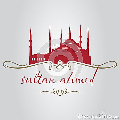 istanbul sultan ahmed mosque logo, icon and symbol vector illustration Vector Illustration