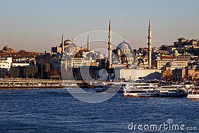 Istanbul, Turkey - April 08, 2022: Postcovid Istanbul landscape. Galata Bridge Editorial Stock Photo