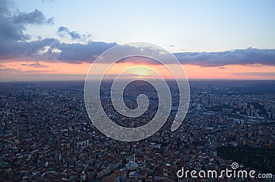 Istanbul sunset views from a height of 280 meters Stock Photo