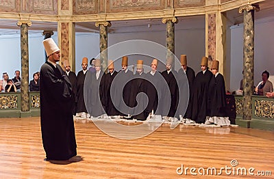 Whirling Dervishes Ceremony. Sufi Whirling Dervishes Ceremony at Galata Mawlawi House Museum Editorial Stock Photo