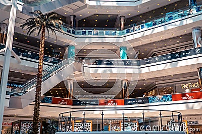 Cevahir Shopping Center, modern shopping mall located in Mecidiyekoy, Istanbul Editorial Stock Photo