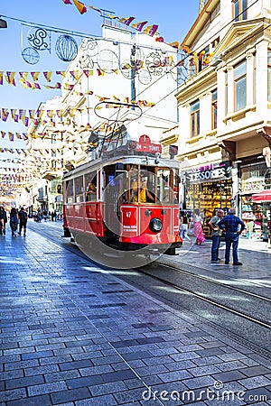 ISTANBUL, TURKEY 2023, August 04: Istiklal Caddesi is one of the most famous streets in Istanbul in Turkey Editorial Stock Photo