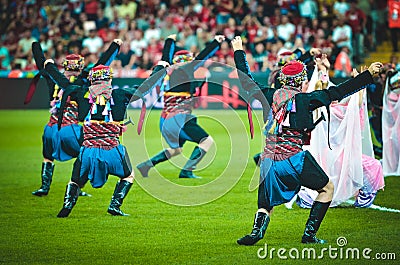 Istanbul, Turkey - August 14, 2019: Officially opened with a colorful ceremony UEFA Super Cup Finals match between Liverpool and Editorial Stock Photo