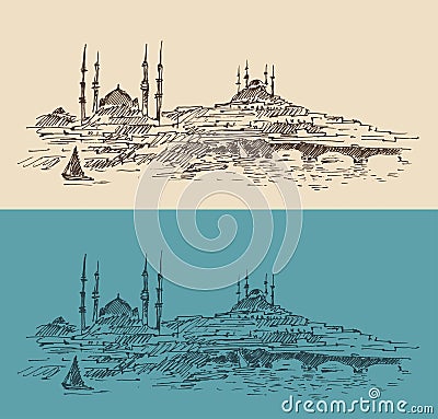 Istanbul, Turkey, city architecture Vector Illustration