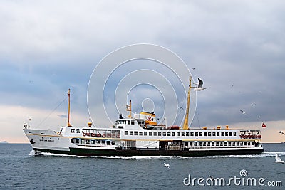 ISTANBUL, TURKEY - DECEMBER 29, 2015: Ferryboat on the Bosphorus strait in Istanbul, on a Europe Asia route, connecting the two si Editorial Stock Photo