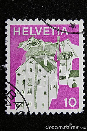 Isolated Switzerland Stamp Editorial Stock Photo