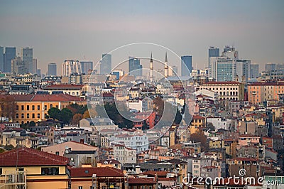 ISTANBUL, TURKEY - 9 DECEMBER 2020: Fatih Camii or Conqueror's Mosque city view Editorial Stock Photo