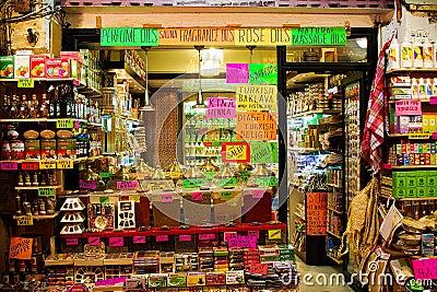 ISTANBUL, TURKEY - FEBRUARY 24. 2009: Colorful General store in a bazaar Editorial Stock Photo