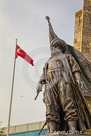 Istanbul Statue of the Barbarossa Hayreddin Pasha in Besiktas Editorial Stock Photo