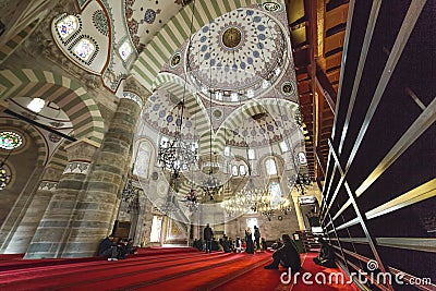 Interior of Mihrimah Sultan Mosque by Mimar Sinan in Uskudar Editorial Stock Photo