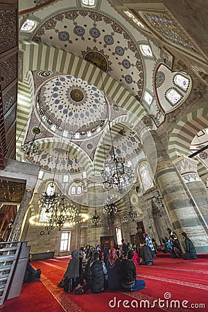 Interior of Mihrimah Sultan Mosque by Mimar Sinan in Uskudar Editorial Stock Photo