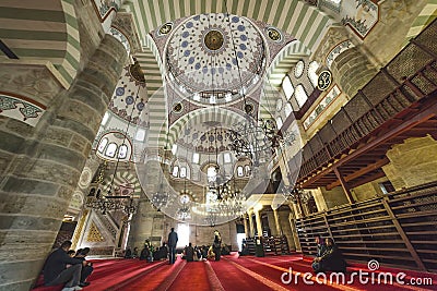 Interior of Mihrimah Sultan Mosque by Mimar Sinan in Uskudar Editorial Stock Photo