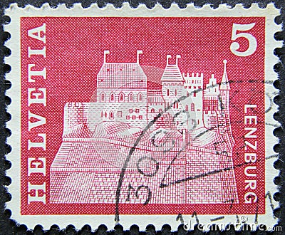Isolated Switzerland Stamp Editorial Stock Photo