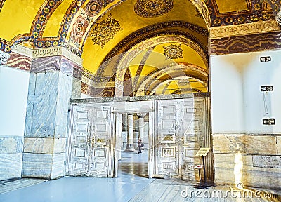 The Marble Door of The Hagia Sophia mosque. Istanbul, Turkey. Editorial Stock Photo