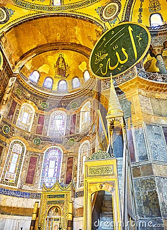 The Altar of the Hagia Sophia mosque. Istanbul, Turkey. Editorial Stock Photo