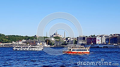 ISTANBUL, TURKEY - JULY 30: Panorama of Istanbul city and Bosfor Editorial Stock Photo