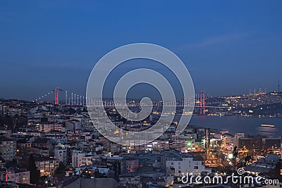 ISTANBUL / TURKEY - MARCH, 2020: 15th July Martyrs Bridge 15 Temmuz Sehitler Koprusu. Istanbul Bosphorus Bridge and Cityscape, Editorial Stock Photo