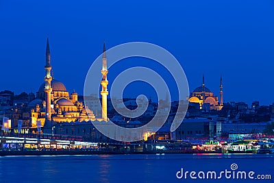 Evening view of one of the mosques of Istanbul Editorial Stock Photo