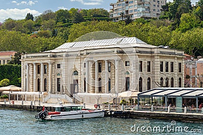 Kabatas Erkek Lisesi building, or Kabatas High School, suited by Bosphorus Strait in Ortakoy, Besiktas, Istanbul, Turkey Editorial Stock Photo