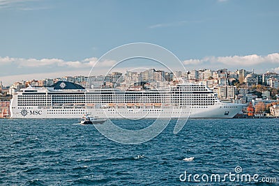 Istanbul, Turkey. MSC Magnifica Cruise Ship in Istanbul Port. Ship has 3605 passenger capacity with 95128 gross tonnage Editorial Stock Photo