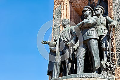Istanbul Turkey. The Republic Monument (1928) at Taksim Square, crafted by Italian sculptor Pietro Canonica Editorial Stock Photo
